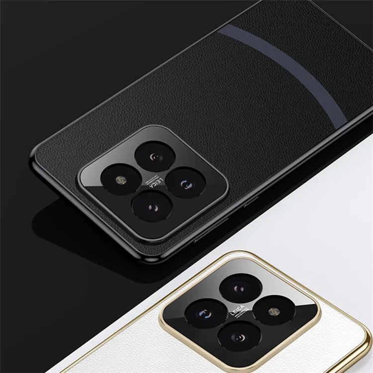 For Xiaomi 14 Phone Case PU Leather+TPU Protective Electroplating Cover