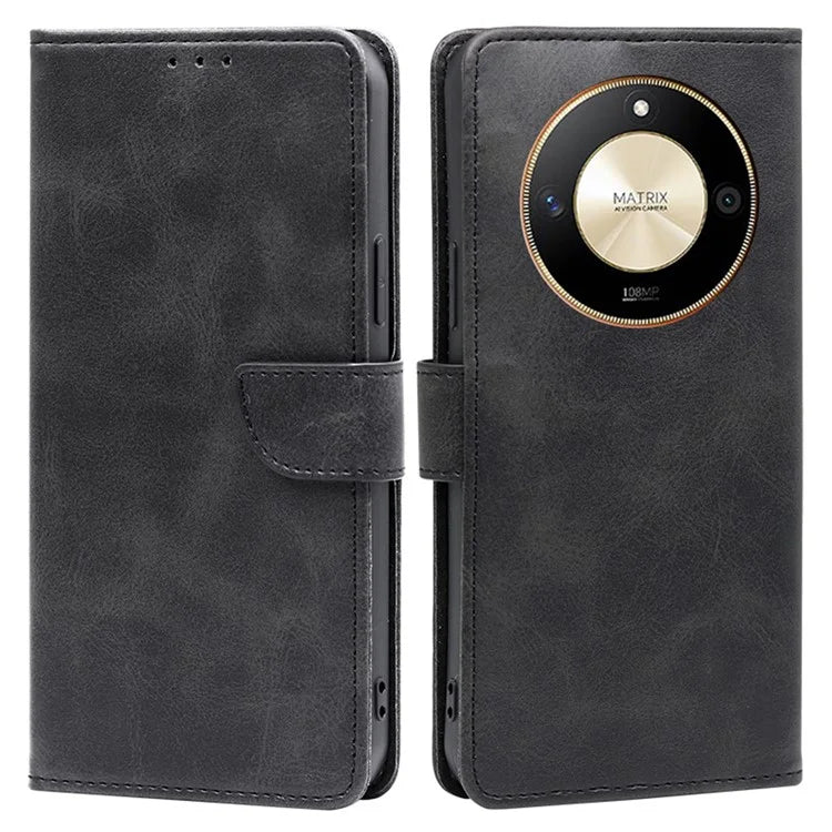 For Honor X50 Case Anti-scratch PU Leather Calf Texture Stand Wallet Phone Cover
