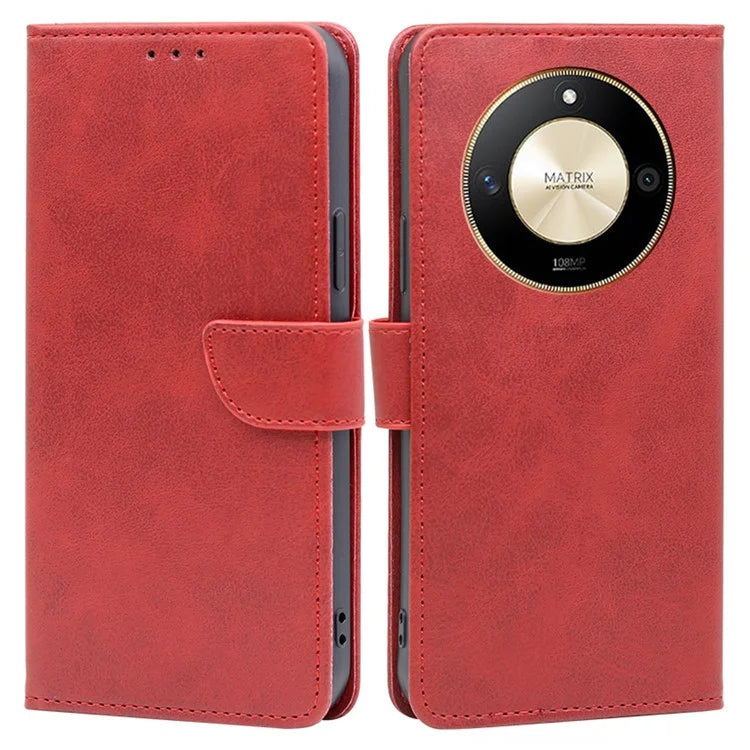 For Honor X50 Case Anti-scratch PU Leather Calf Texture Stand Wallet Phone Cover