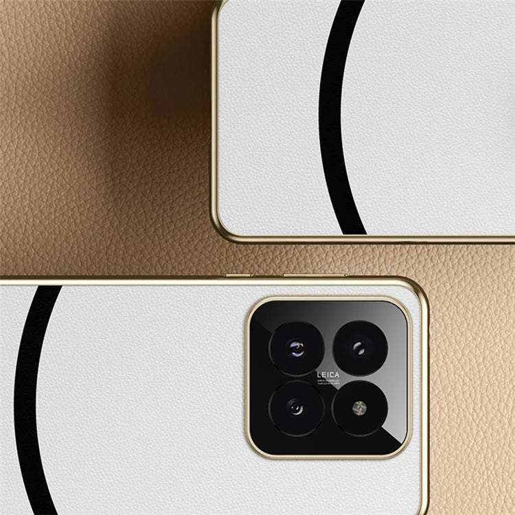 For Xiaomi 14 Pro Phone Case Electroplating Frame PU Leather Anti-Scratch Back Cover