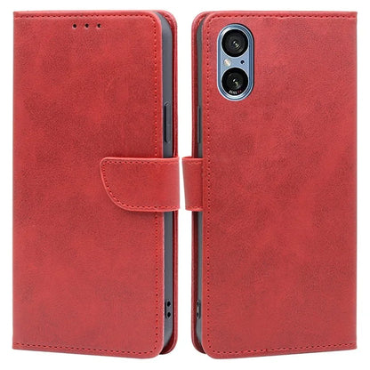 For Sony Xperia 5 V Case Calf Texture PU Leather Stand Wallet Phone Shell
