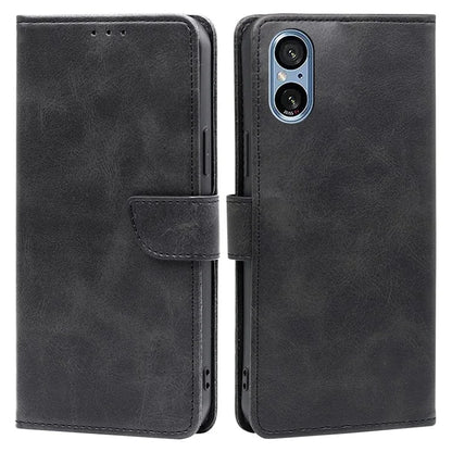 For Sony Xperia 5 V Case Calf Texture PU Leather Stand Wallet Phone Shell