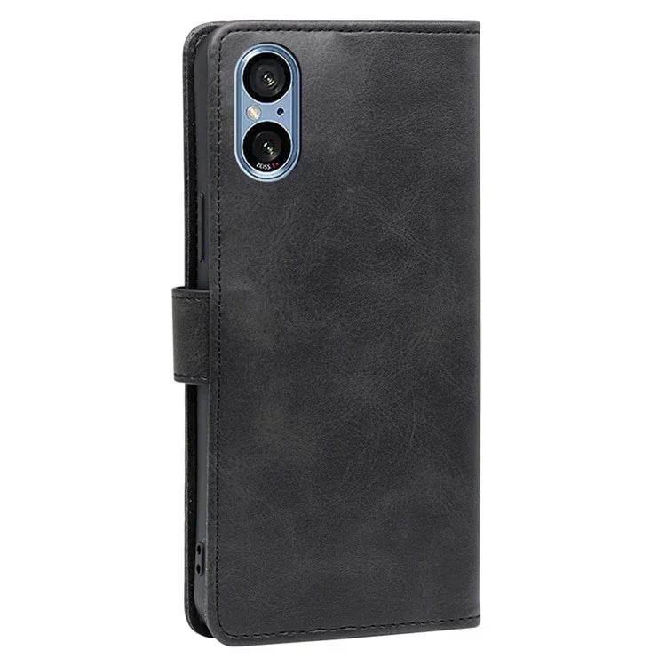 For Sony Xperia 5 V Case Calf Texture PU Leather Stand Wallet Phone Shell