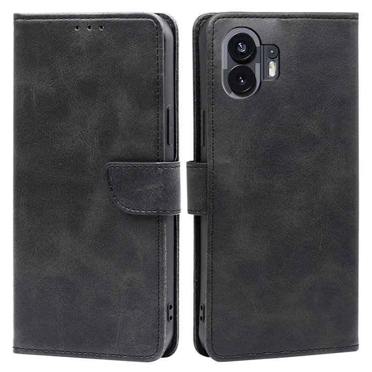 For Nothing Phone (2) Case Scratch Resistant Calf Texture PU Leather Phone Shell