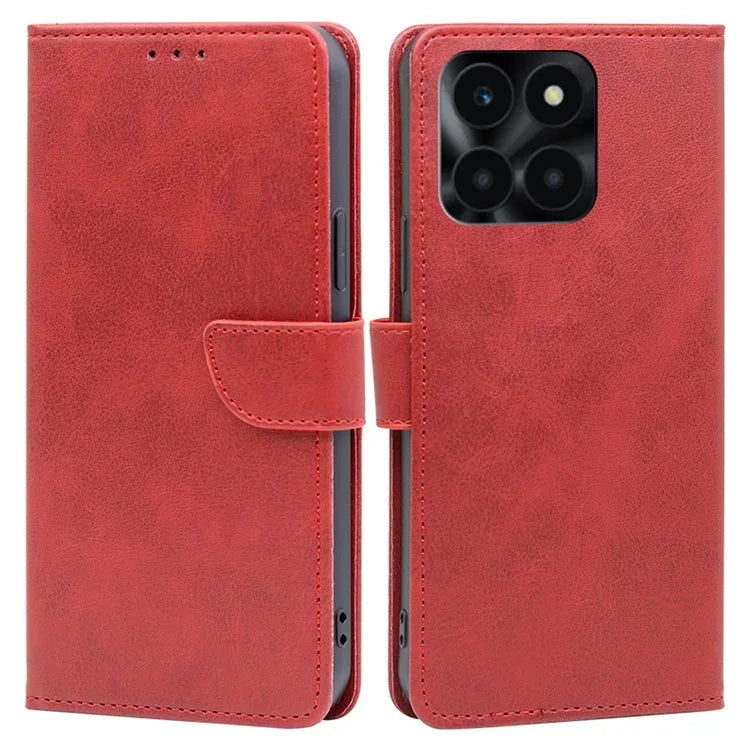 For Honor X6a 4G Case Calf Texture PU Leather Shockproof Phone Shell