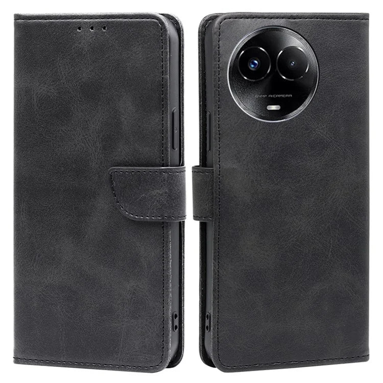 For Realme 11x 5G / 11 5G (Global) PU Leather Protective Cover Calf Texture Stand Wallet Phone Case