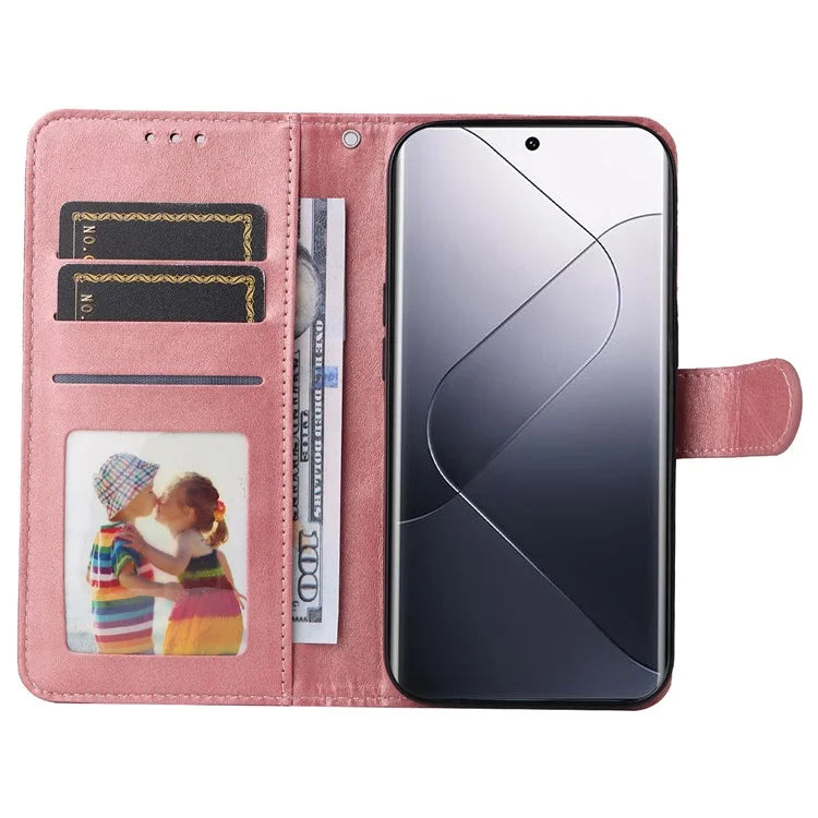 For Xiaomi 14 Pro Case Shockproof PU Leather Phone Cover with Calf Texture