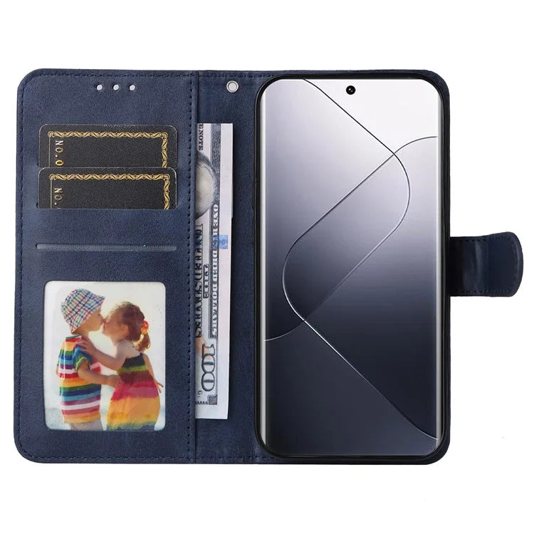 For Xiaomi 14 Pro Case Shockproof PU Leather Phone Cover with Calf Texture