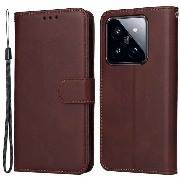 For Xiaomi 14 Pro Case Shockproof PU Leather Phone Cover with Calf Texture