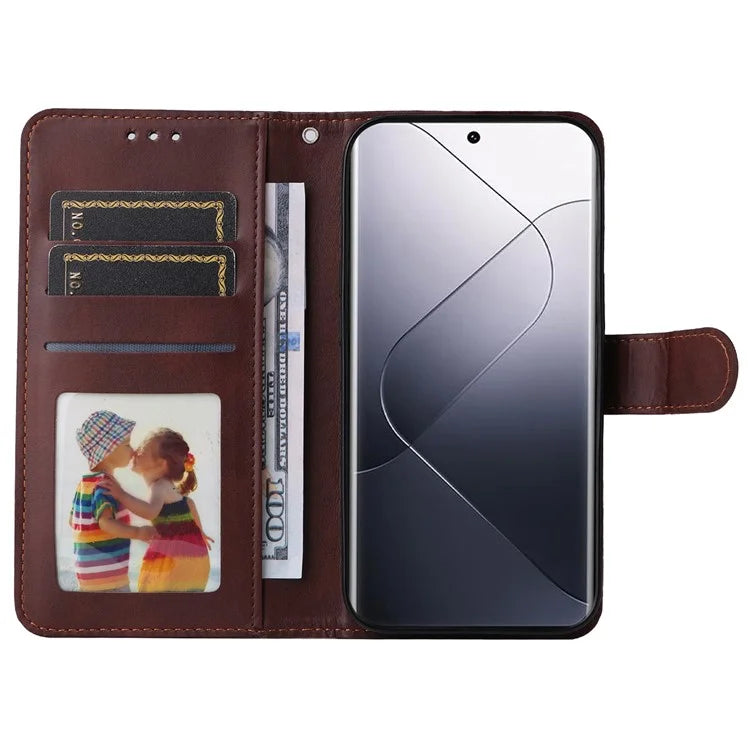 For Xiaomi 14 Pro Case Shockproof PU Leather Phone Cover with Calf Texture
