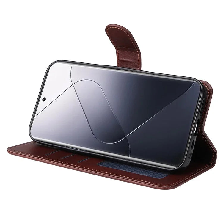 For Xiaomi 14 Pro Case Shockproof PU Leather Phone Cover with Calf Texture