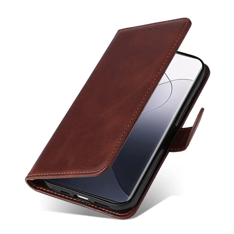For Xiaomi 14 Pro Case Shockproof PU Leather Phone Cover with Calf Texture