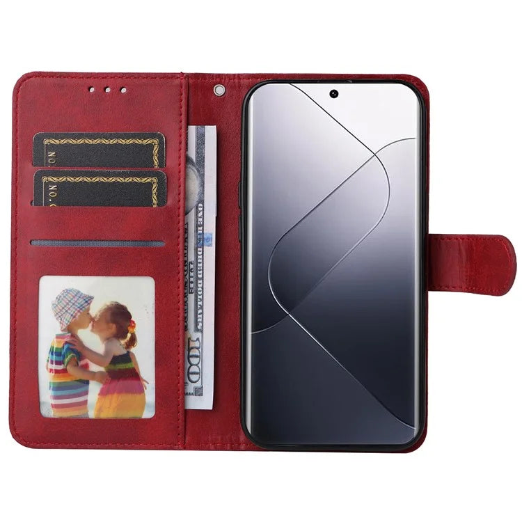For Xiaomi 14 Pro Case Shockproof PU Leather Phone Cover with Calf Texture