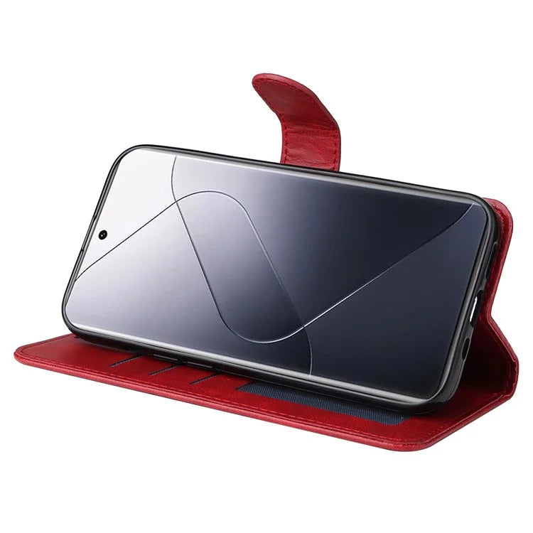 For Xiaomi 14 Pro Case Shockproof PU Leather Phone Cover with Calf Texture