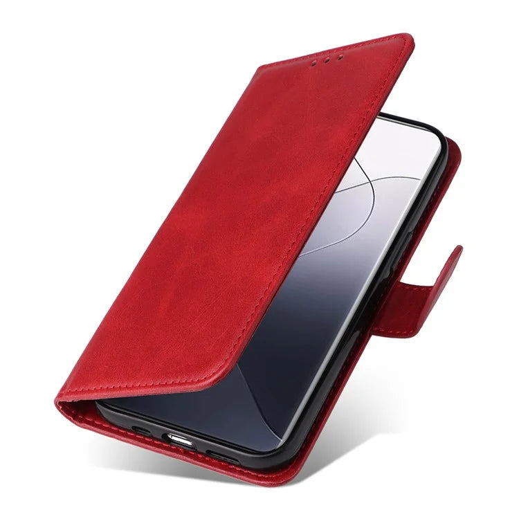 For Xiaomi 14 Pro Case Shockproof PU Leather Phone Cover with Calf Texture