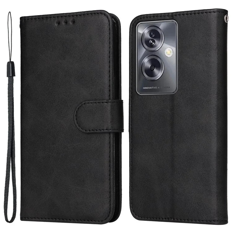 For Oppo A79 5G / A2 5G Case PU Leather Anti-drop Calf Texture Protective Cover