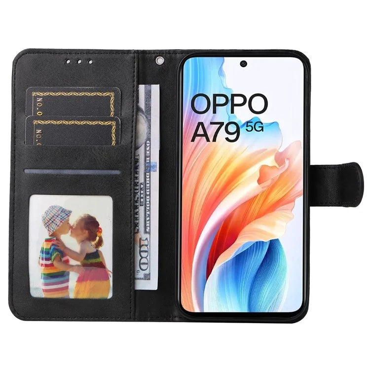 For Oppo A79 5G / A2 5G Case PU Leather Anti-drop Calf Texture Protective Cover