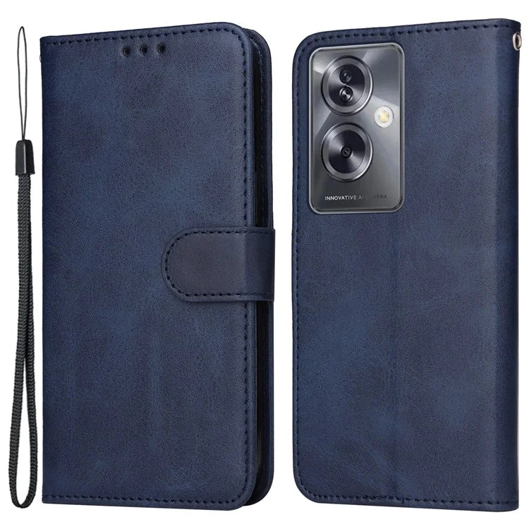 For Oppo A79 5G / A2 5G Case PU Leather Anti-drop Calf Texture Protective Cover