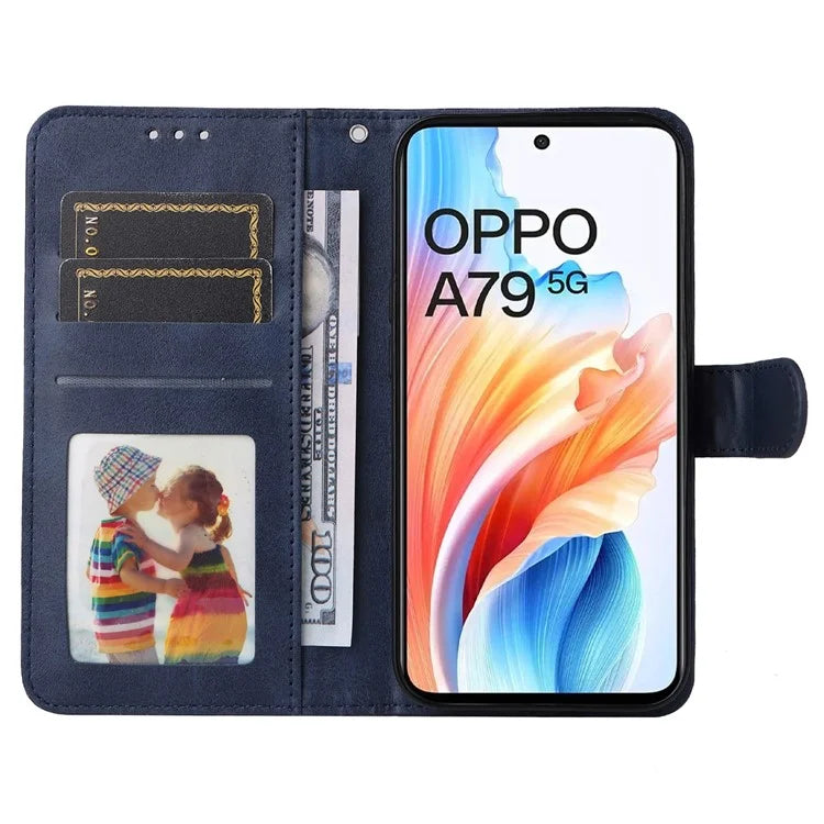 For Oppo A79 5G / A2 5G Case PU Leather Anti-drop Calf Texture Protective Cover
