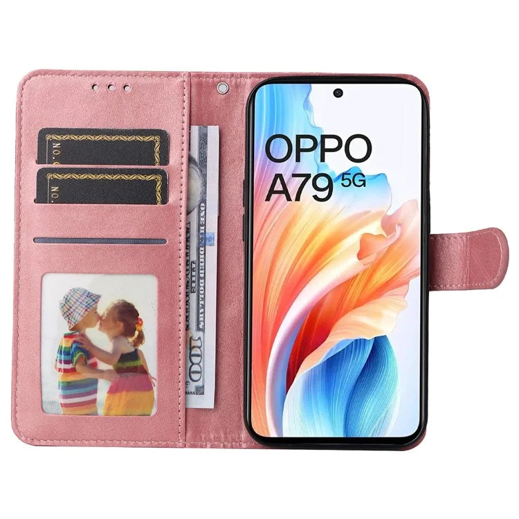 For Oppo A79 5G / A2 5G Case PU Leather Anti-drop Calf Texture Protective Cover