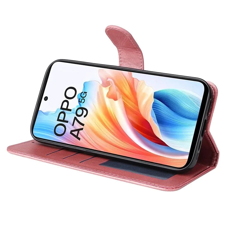 For Oppo A79 5G / A2 5G Case PU Leather Anti-drop Calf Texture Protective Cover