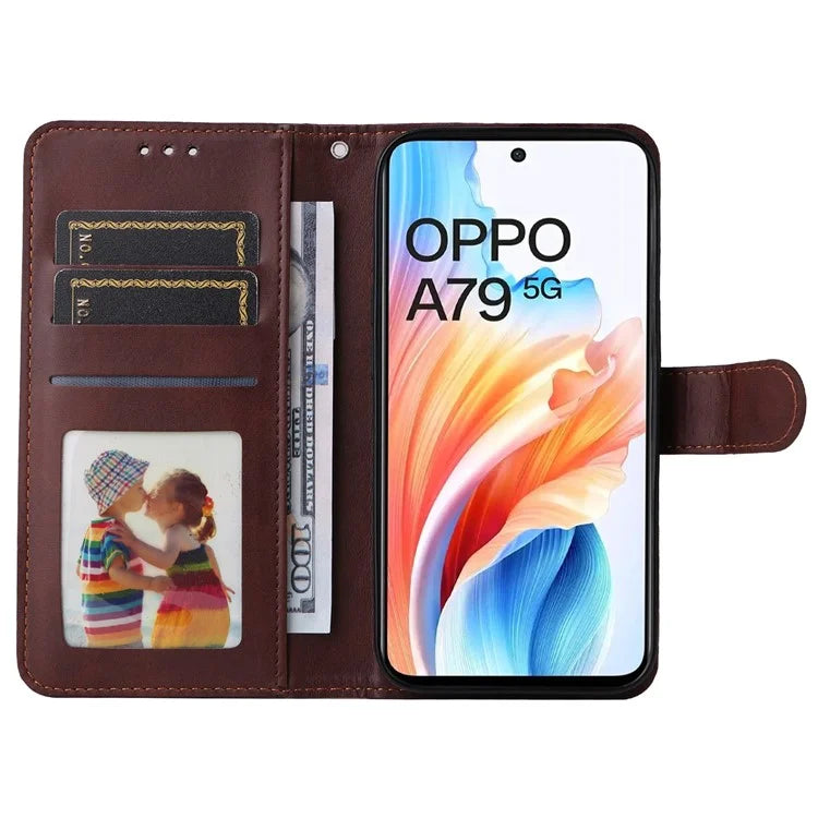 For Oppo A79 5G / A2 5G Case PU Leather Anti-drop Calf Texture Protective Cover