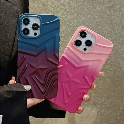 For iPhone 15 Pro Max TPU Phone Case Shockproof Gradient Star Pattern Cover