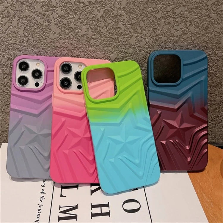 For iPhone 15 Pro Max TPU Phone Case Shockproof Gradient Star Pattern Cover