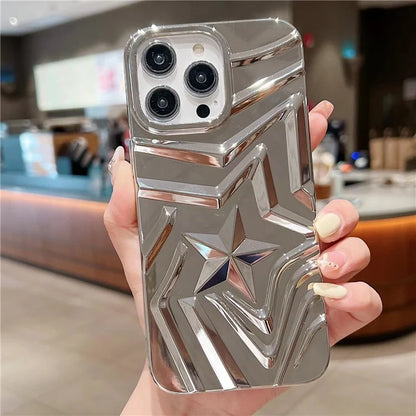 For iPhone 15 Pro TPU Case Pentagram Shape Electroplating Rugged Back Cover