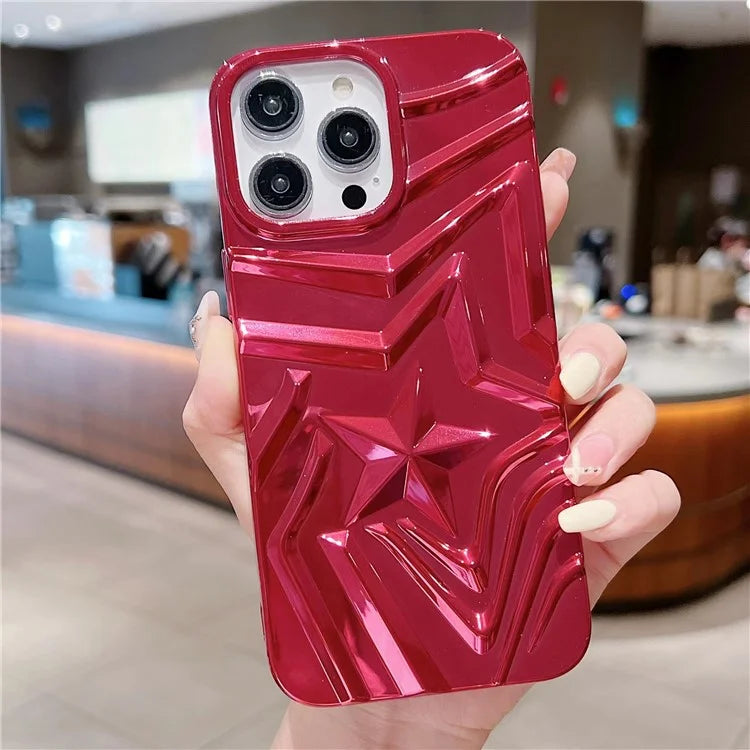 For iPhone 15 Pro TPU Case Pentagram Shape Electroplating Rugged Back Cover