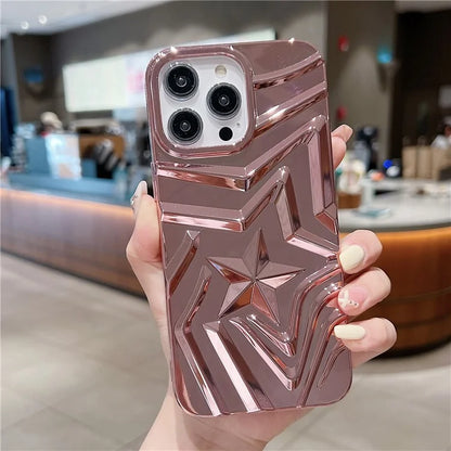 For iPhone 15 Pro TPU Case Pentagram Shape Electroplating Rugged Back Cover