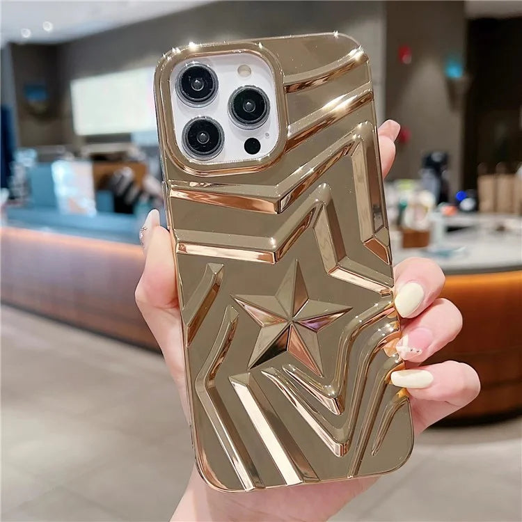 For iPhone 15 Pro TPU Case Pentagram Shape Electroplating Rugged Back Cover