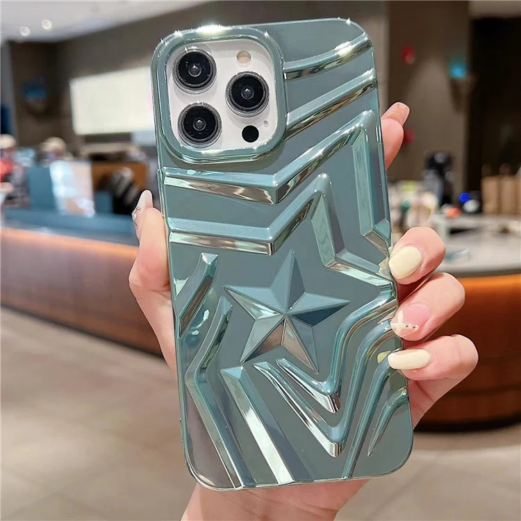 For iPhone 15 Pro TPU Case Pentagram Shape Electroplating Rugged Back Cover