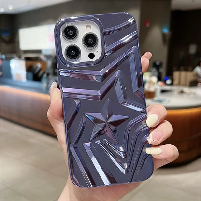 For iPhone 15 Pro Max Electroplating Phone Case Pentagram Shape Rugged TPU Cover