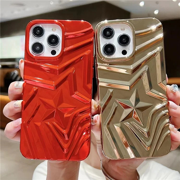 For iPhone 15 Pro Max Electroplating Phone Case Pentagram Shape Rugged TPU Cover