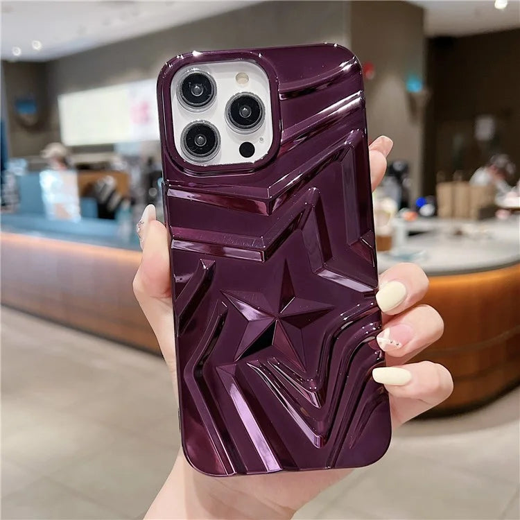 For iPhone 15 Pro Max Electroplating Phone Case Pentagram Shape Rugged TPU Cover