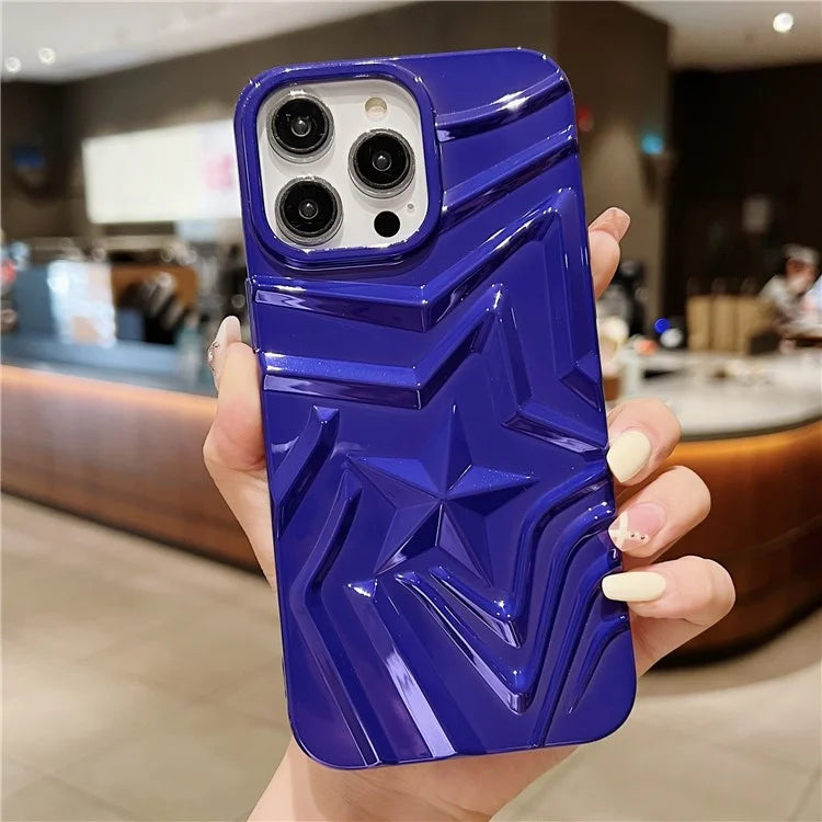 For iPhone 15 Pro Max Electroplating Phone Case Pentagram Shape Rugged TPU Cover