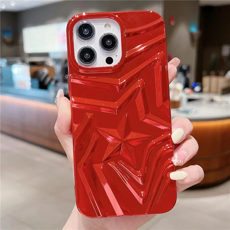 For iPhone 15 Pro Max Electroplating Phone Case Pentagram Shape Rugged TPU Cover