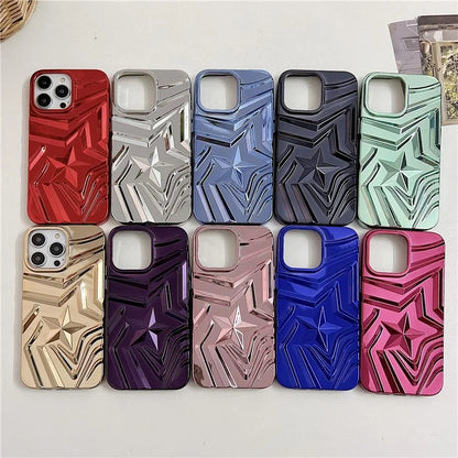 For iPhone 15 Pro Max Electroplating Phone Case Pentagram Shape Rugged TPU Cover