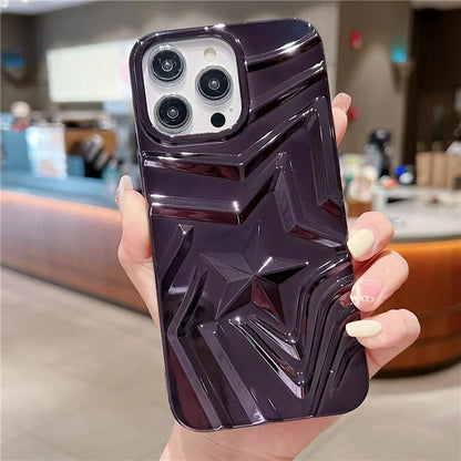 For iPhone 15 Pro Max Electroplating Phone Case Pentagram Shape Rugged TPU Cover
