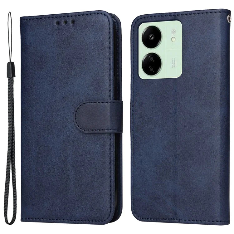 For Xiaomi Redmi 13C 4G Case Shockproof PU Leather Phone Cover Calf Texture Phone Shell