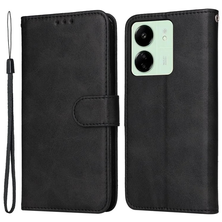For Xiaomi Redmi 13C 4G Case Shockproof PU Leather Phone Cover Calf Texture Phone Shell