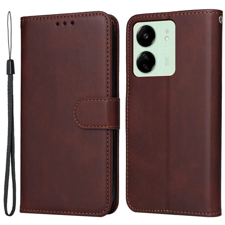 For Xiaomi Redmi 13C 4G Case Shockproof PU Leather Phone Cover Calf Texture Phone Shell