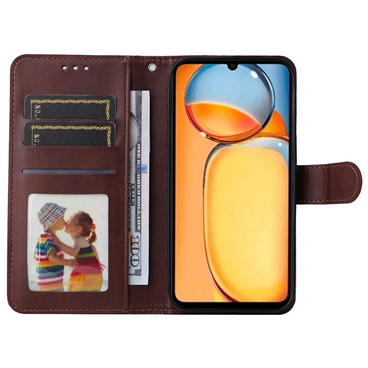 For Xiaomi Redmi 13C 4G Case Shockproof PU Leather Phone Cover Calf Texture Phone Shell