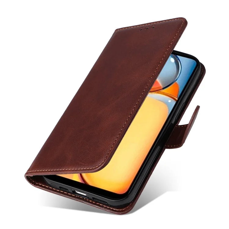 For Xiaomi Redmi 13C 4G Case Shockproof PU Leather Phone Cover Calf Texture Phone Shell
