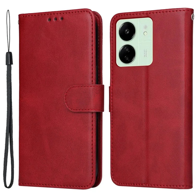 For Xiaomi Redmi 13C 4G Case Shockproof PU Leather Phone Cover Calf Texture Phone Shell