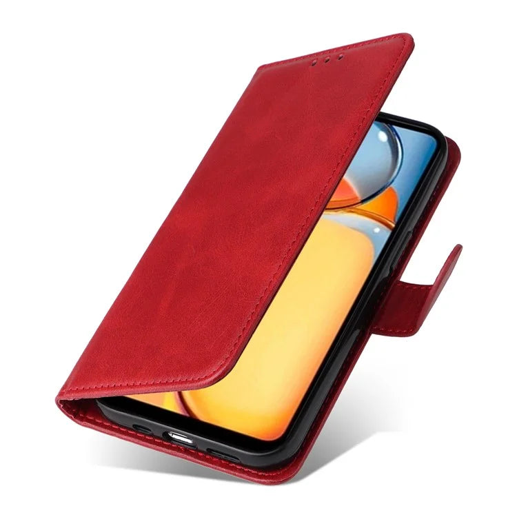 For Xiaomi Redmi 13C 4G Case Shockproof PU Leather Phone Cover Calf Texture Phone Shell