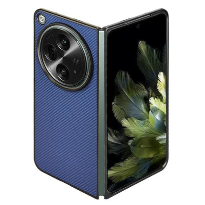 For Oppo Find N3 5G Case Carbon Fiber Texture Leather Coated PC Folding Phone Cover