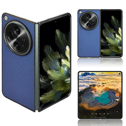 For Oppo Find N3 5G Case Carbon Fiber Texture Leather Coated PC Folding Phone Cover