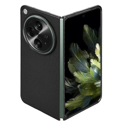 For Oppo Find N3 5G Case Carbon Fiber Texture Leather Coated PC Folding Phone Cover